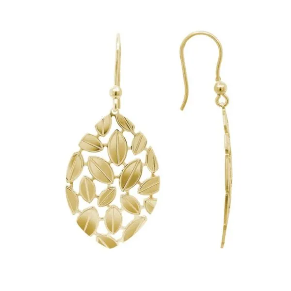Sterling Silver Yellow Gold Plated Mosaic Leaf Earrings Quality Gem LLC Bethel, CT