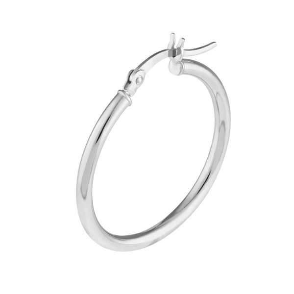 Sterling Silver Rhodium Plated Hoop Earrings Image 2 Quality Gem LLC Bethel, CT