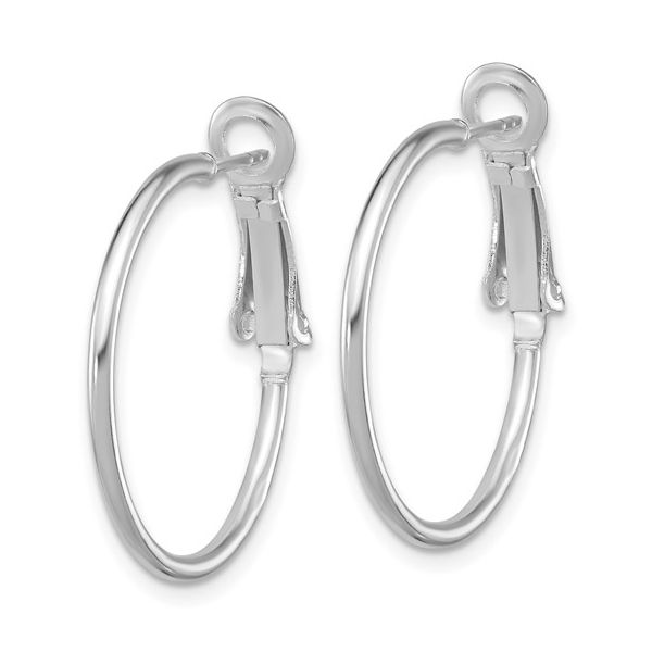 Sterling Silver Rhodium Plated Omega Back Hoop Earrings Image 2 Quality Gem LLC Bethel, CT