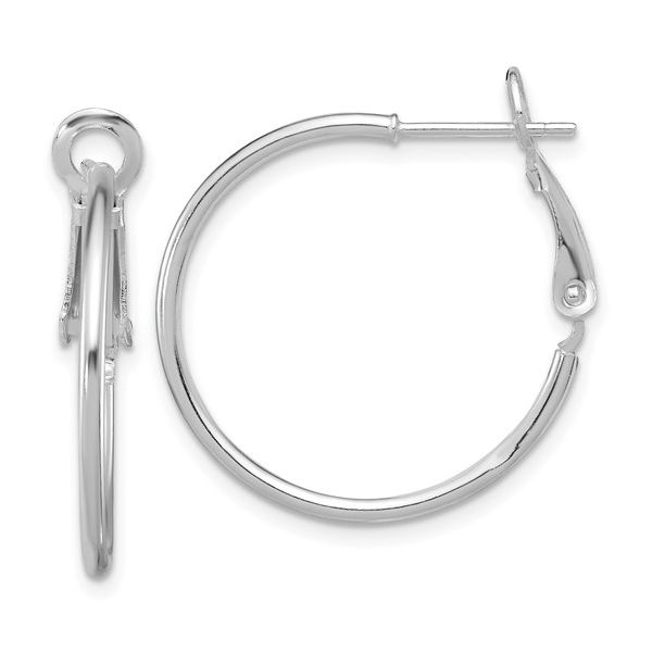 Sterling Silver Rhodium Plated Omega Back Hoop Earrings Quality Gem LLC Bethel, CT