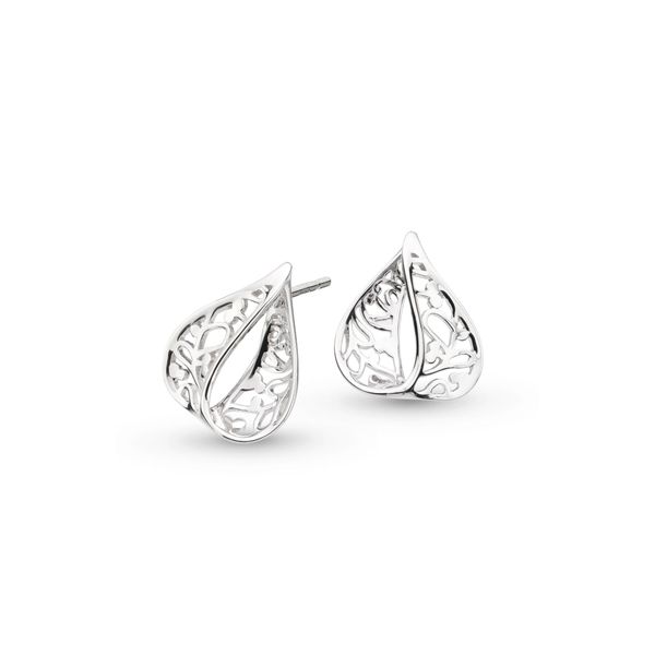 Sterling Silver Rhodium Plated Blossom Flourish Loupe Stud Earrings Quality Gem LLC Bethel, CT