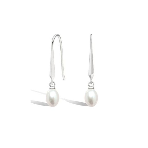 Sterling Silver Rhodium Plated Revival Pearl Drop Earrings Quality Gem LLC Bethel, CT