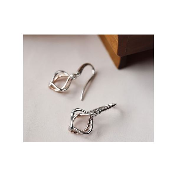 Sterling Silver & 18K Rose Plate Alicia Rose Petite Drop Earrings Image 2 Quality Gem LLC Bethel, CT
