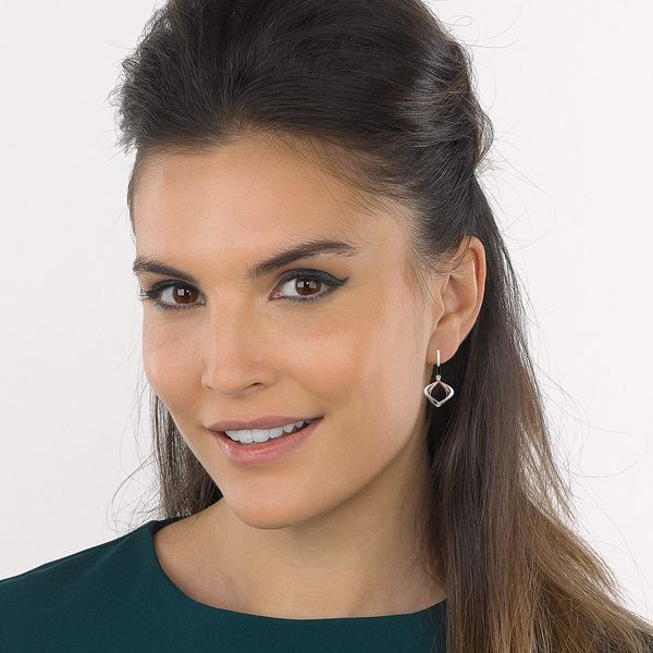 Sterling Silver & 18K Rose Plate Alicia Rose Petite Drop Earrings Image 3 Quality Gem LLC Bethel, CT