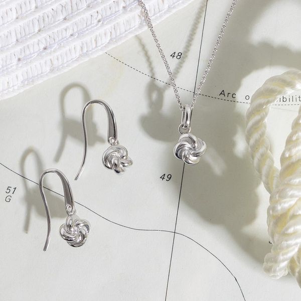 Sterling Silver Rhodium Plated Marina Tide Knot Drop Earrings Image 2 Quality Gem LLC Bethel, CT