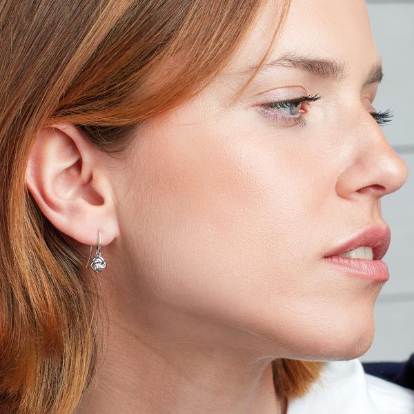 Sterling Silver Rhodium Plated Marina Tide Knot Drop Earrings Image 4 Quality Gem LLC Bethel, CT
