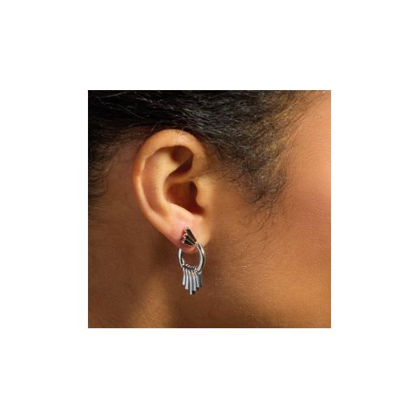 Sterling Silver Rhodium Plated Array Dangle Hoop Earrings Image 3 Quality Gem LLC Bethel, CT