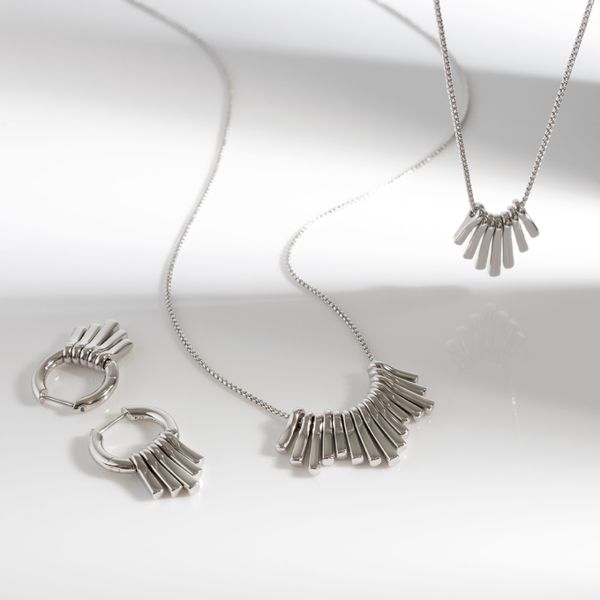 Sterling Silver Rhodium Plated Array Dangle Hoop Earrings Image 4 Quality Gem LLC Bethel, CT