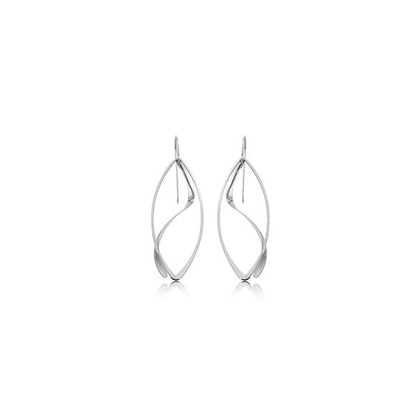 Sterling Silver Framed Swoop Dangle Earrings Quality Gem LLC Bethel, CT