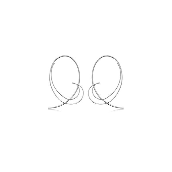 Sterling Silver Rhodium Plated Open Paisley Sweep Earrings Quality Gem LLC Bethel, CT