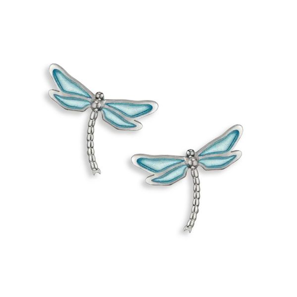 Sterling Silver Rhodium Plated Blue Enamel Dragonfly Post Earrings Quality Gem LLC Bethel, CT