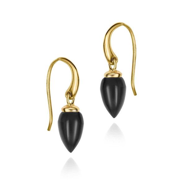 Sterling Silver 18K Vermeil Onyx Pendulum Dangle Earrings Quality Gem LLC Bethel, CT