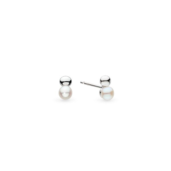 Sterling Silver Rhodium Plated Coast Tumble Stud Earrings With 2 Fresh Water Pearls Quality Gem LLC Bethel, CT