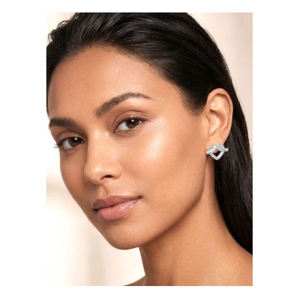 Sterling Silver Rhodium Plated Heart Knot Earrings Image 3 Quality Gem LLC Bethel, CT
