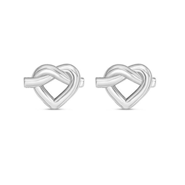 Sterling Silver Rhodium Plated Heart Knot Earrings Quality Gem LLC Bethel, CT