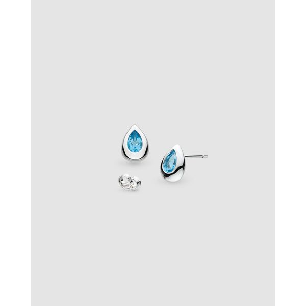 Rhodium Plated Sterling Silver Coast Pebble Swiss Blue Topaz Earrings Quality Gem LLC Bethel, CT