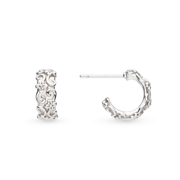 Sterling Silver Rhodium Plated Blossom Flyte Honey Flower Chunky Hoop Earrings Quality Gem LLC Bethel, CT