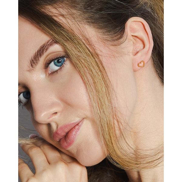 Rhodium Plated Sterling Silver/18K Yellow Gold Plate Love Heart Golden Outline Earrings Image 2 Quality Gem LLC Bethel, CT