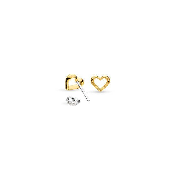 Rhodium Plated Sterling Silver/18K Yellow Gold Plate Love Heart Golden Outline Earrings Quality Gem LLC Bethel, CT