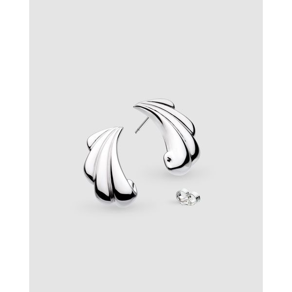 Sterling Silver Rhodium Plated Océane Shell Echo Grande Stud Earrings Quality Gem LLC Bethel, CT