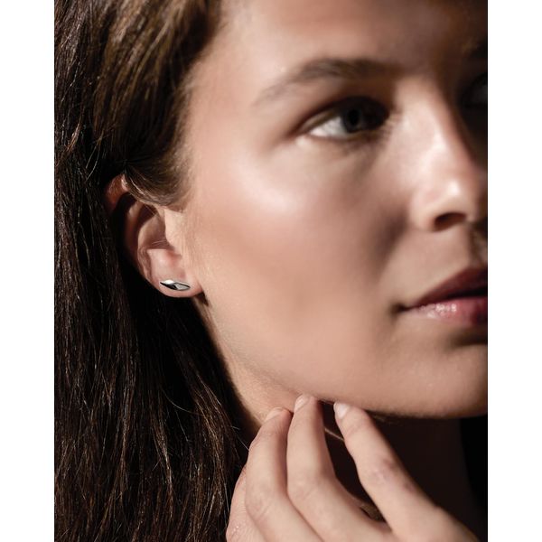 Sterling Silver Rhodium Plated Glint Stud Earrings Image 2 Quality Gem LLC Bethel, CT