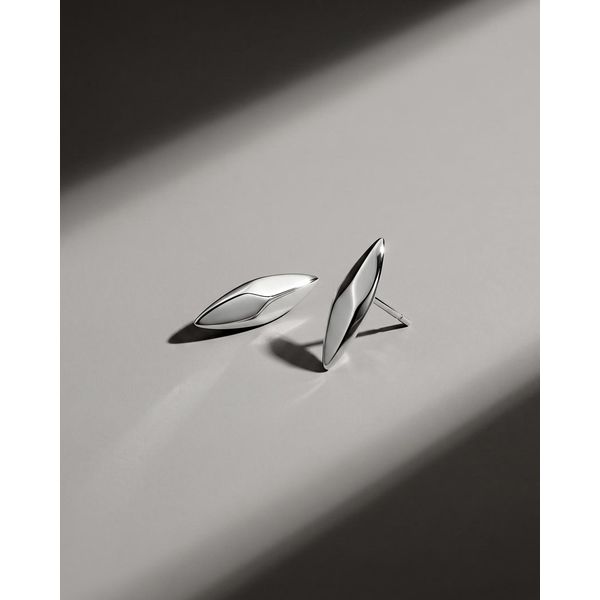 Sterling Silver Rhodium Plated Glint Stud Earrings Image 3 Quality Gem LLC Bethel, CT