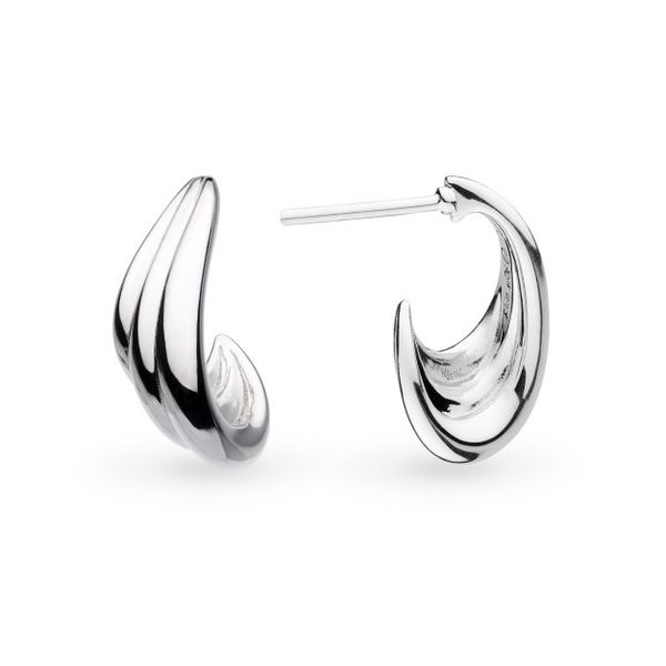 Sterling Silver Rhodium Plated Océane Shell Wave Hoop Earrings Quality Gem LLC Bethel, CT
