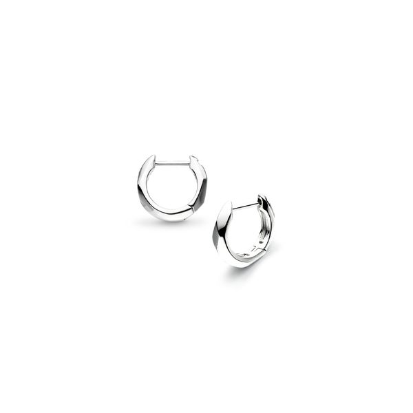 Sterling Silver Rhodium Plated Glint Geo Hoop Earrings Quality Gem LLC Bethel, CT