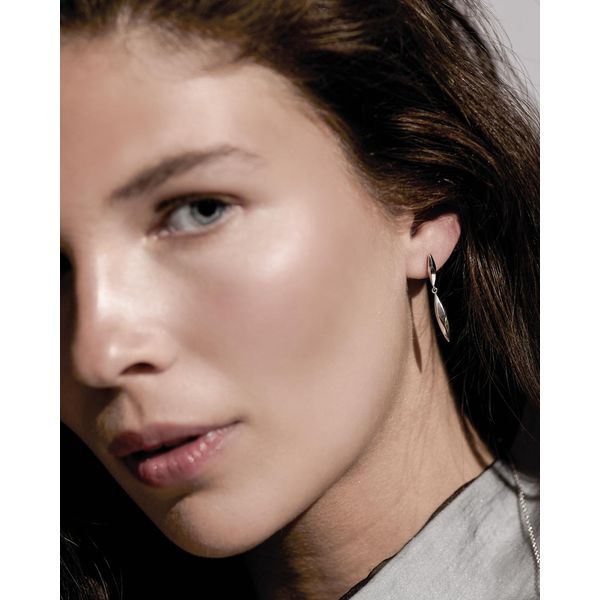 Sterling Silver Rhodium Plated Glint Drop Earrings Image 2 Quality Gem LLC Bethel, CT
