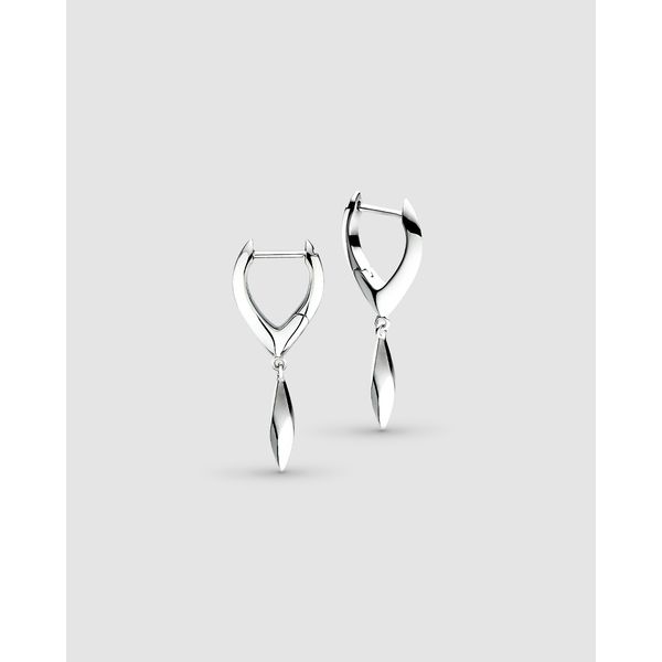 Sterling Silver Rhodium Plated Glint Hoop Earrings Quality Gem LLC Bethel, CT