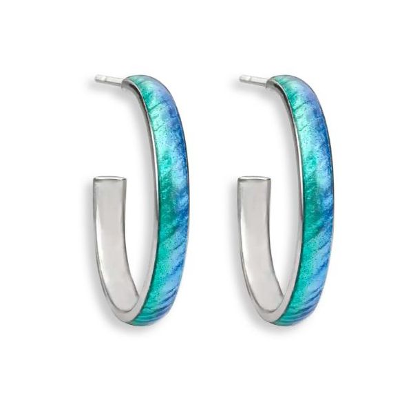 Sterling Silver Turquoise Enamel Hoop Earrings Quality Gem LLC Bethel, CT