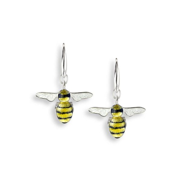 Sterling Silver Rhodium Plated Enamel Bee Dangle Earrings Quality Gem LLC Bethel, CT