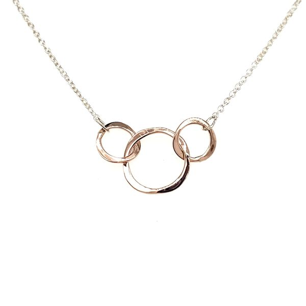 Sterling Silver& 14K Rose Gold Triple Circle Necklace Quality Gem LLC Bethel, CT