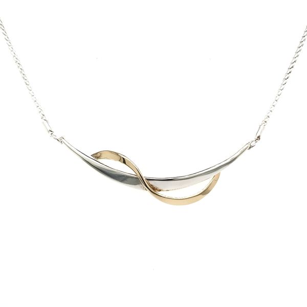 Sterling Silver& 14K Yellow Gold Ribbon Necklace Quality Gem LLC Bethel, CT