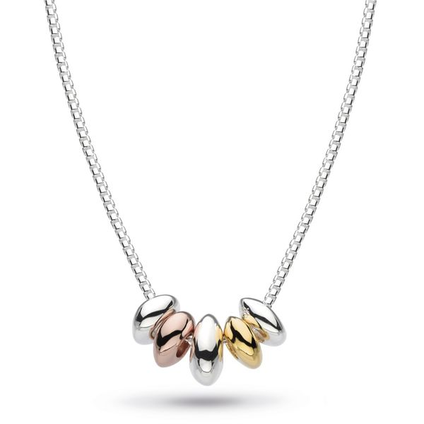 Sterling Silver Tricolor Coast Tumble Quinate Gold, Rose Gold Plate Necklace Quality Gem LLC Bethel, CT