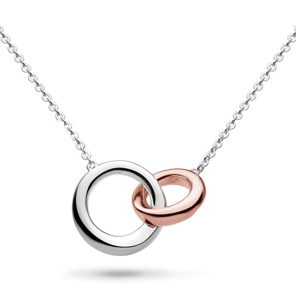 Sterling Silver & 18K Rose Gold Plate Interlocking Circle Necklace Quality Gem LLC Bethel, CT