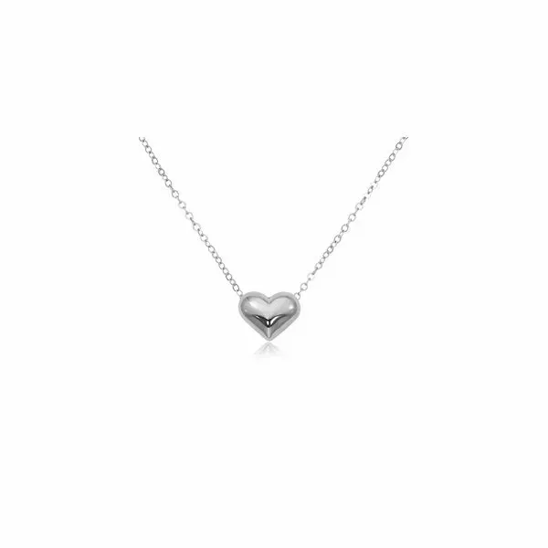 Sterling Silver Puffed Heart Necklace Quality Gem LLC Bethel, CT