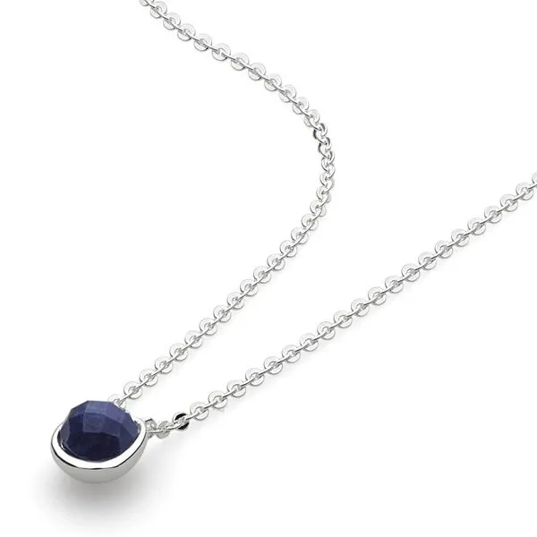Sterling Silver Lapis Lazuli Coast Pebble Stone Mini Necklace Quality Gem LLC Bethel, CT