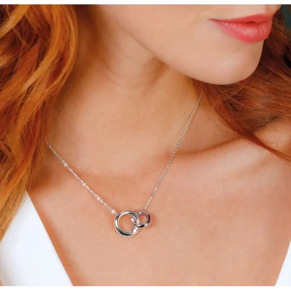 Sterling Silver Bevel Cirque Double Link Necklace Image 2 Quality Gem LLC Bethel, CT