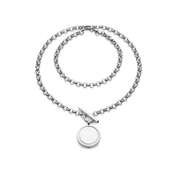 Sterling Silver Revival Eclipse T-Bar Statement Spinner Necklace Length 18 Inches Image 2 Quality Gem LLC Bethel, CT