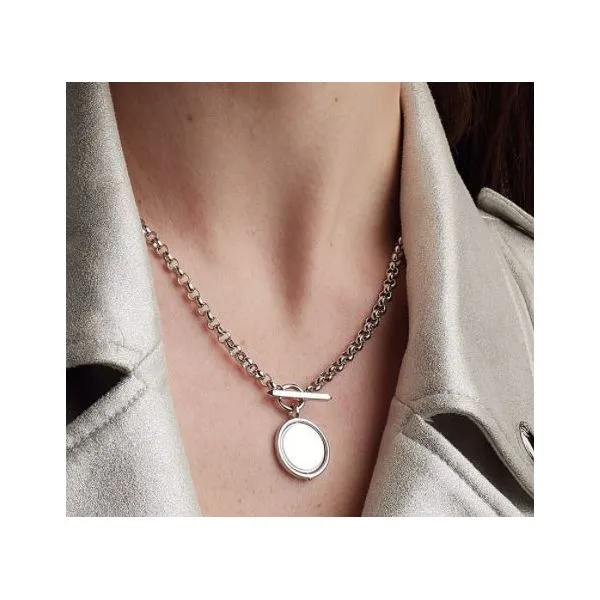 Sterling Silver Revival Eclipse T-Bar Statement Spinner Necklace Length 18 Inches Image 3 Quality Gem LLC Bethel, CT