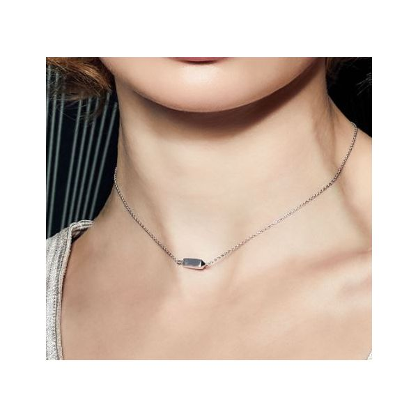 Sterling Silver Revival Manhattan Bar Mini Necklace Image 2 Quality Gem LLC Bethel, CT