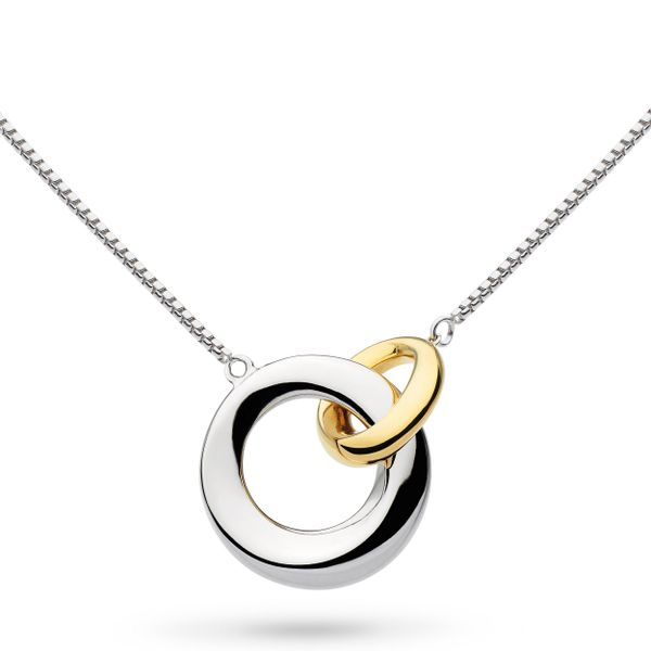 Sterling Silver and 18K Yellow Gold Plate Bevel Cirque Link Gold Necklace Quality Gem LLC Bethel, CT