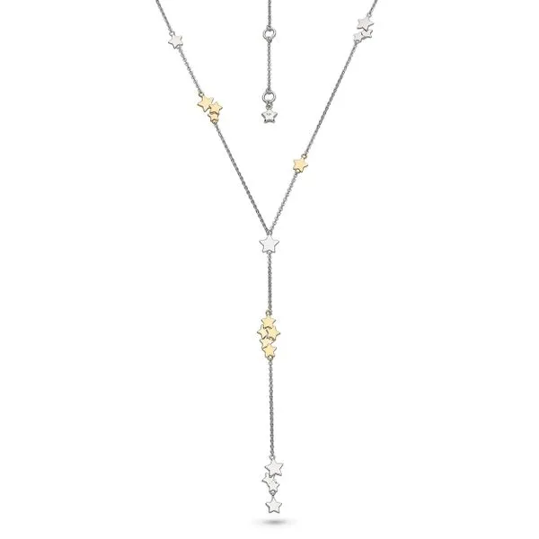 Sterling Silver Stargazer Stellar Two Tone Lariat Necklace Quality Gem LLC Bethel, CT