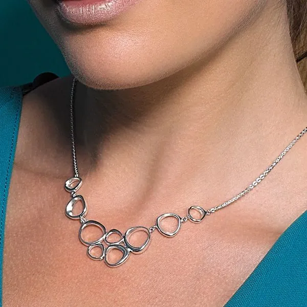 Sterling Silver Cascade Sandblast Collar Necklace Image 2 Quality Gem LLC Bethel, CT