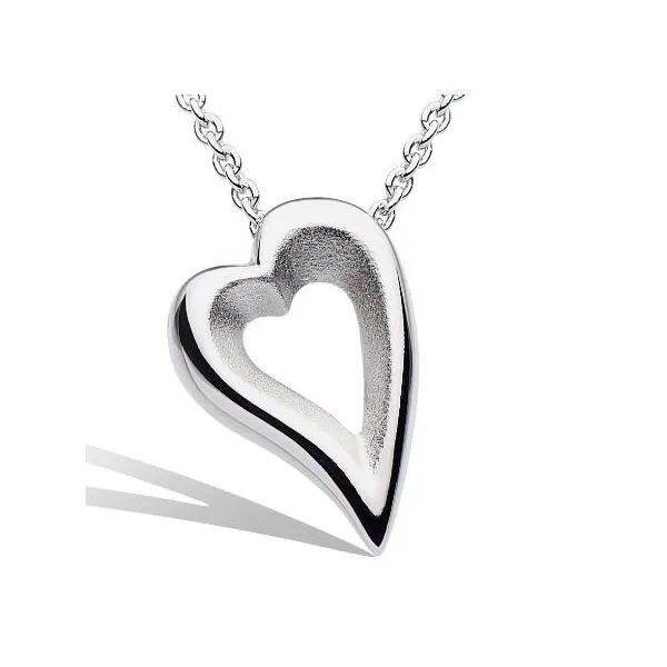 Sterling Silver Rhodium Plated Desire Love Story Heart Necklace