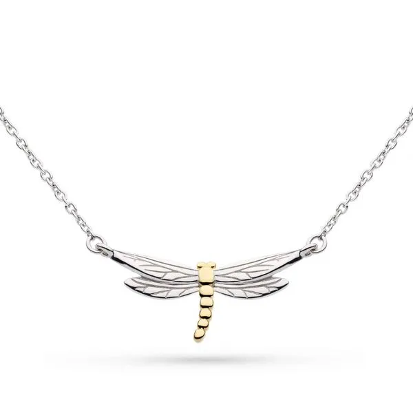 Sterling Silver and 18K Yellow Plate Blossom Flyte Dragonfly Necklace Length 17 Inches Quality Gem LLC Bethel, CT