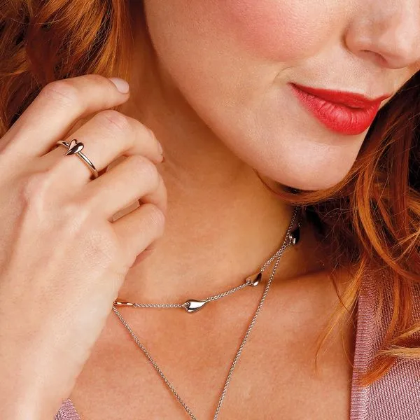 Sterling Silver & 18K Rose Gold Plate Desire Kiss Blush Heart Station Necklace Image 2 Quality Gem LLC Bethel, CT