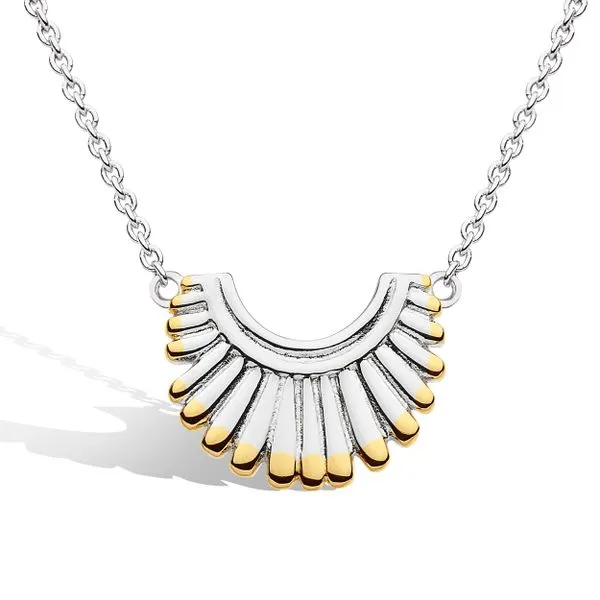 Sterling Silver 18K Gold Plate Radiance Golden Small Fan Necklace Length 17 Image 4 Quality Gem LLC Bethel, CT