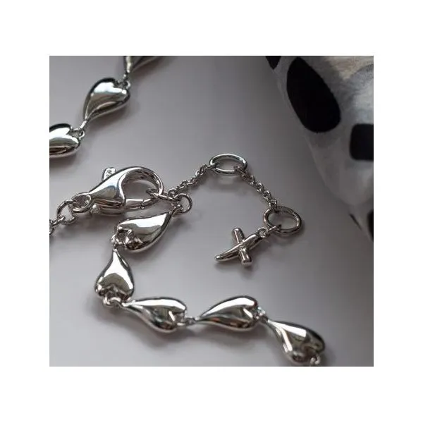Sterling Silver Rhodium Plated Desire Kiss Linking Hearts Necklace Length 17 Inches Image 3 Quality Gem LLC Bethel, CT